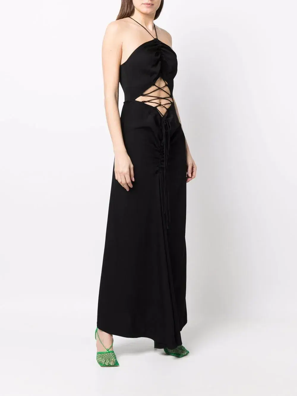 Christopher Esber Lattice Waist Tie Dress Black Size 4 - Image 1