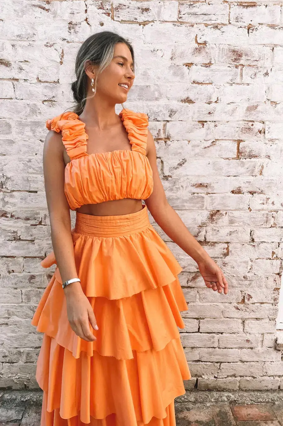Aje Medina Orange Crop & Skirt Set Mandarin Size 8 - Image 1