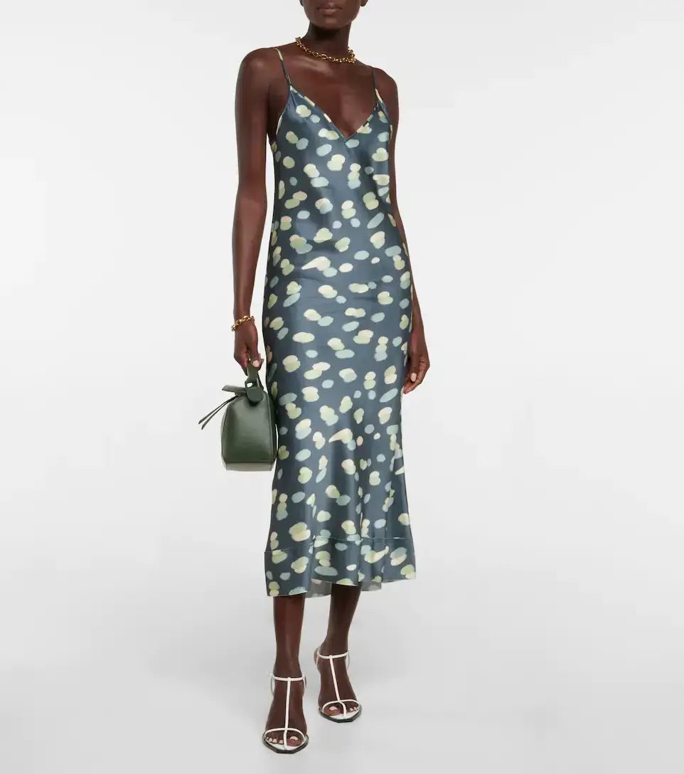 Lee Mathews Bella Printed Silk Satin Slip Dress Print Size 6 - Image 1