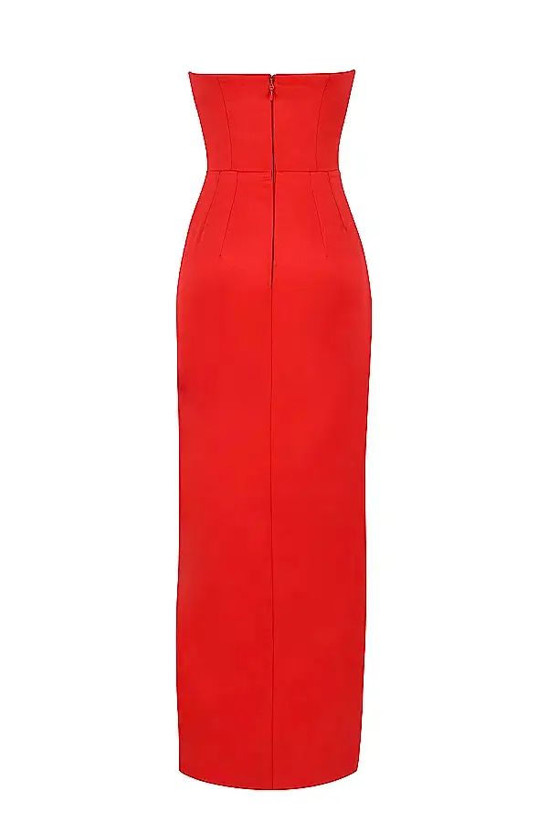 House of CB Adrienne Satin Strapless Gown Scarlet Red Size Large / Au 12 - Image 10