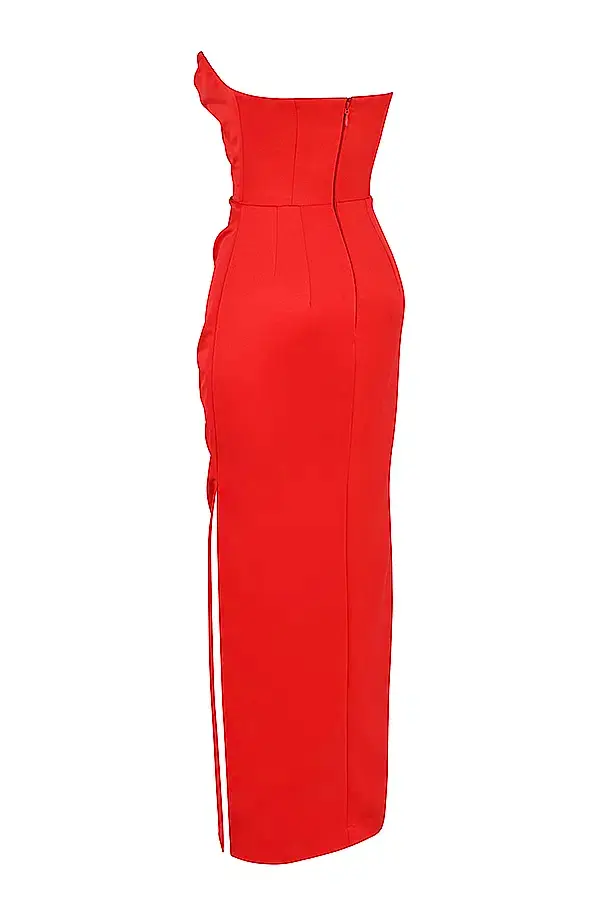 House of CB Adrienne Satin Strapless Gown Scarlet Red Size Large / Au 12 - Image 9