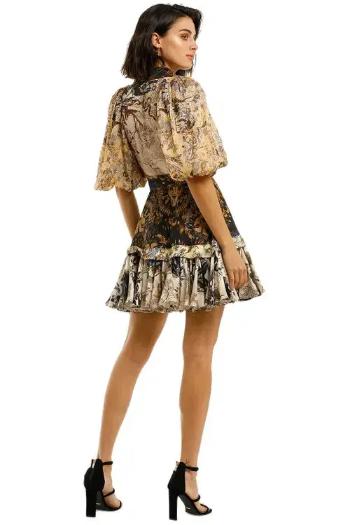 Leo Lin The World Silk Linen Dress Brown Size AU 6 - Image 3