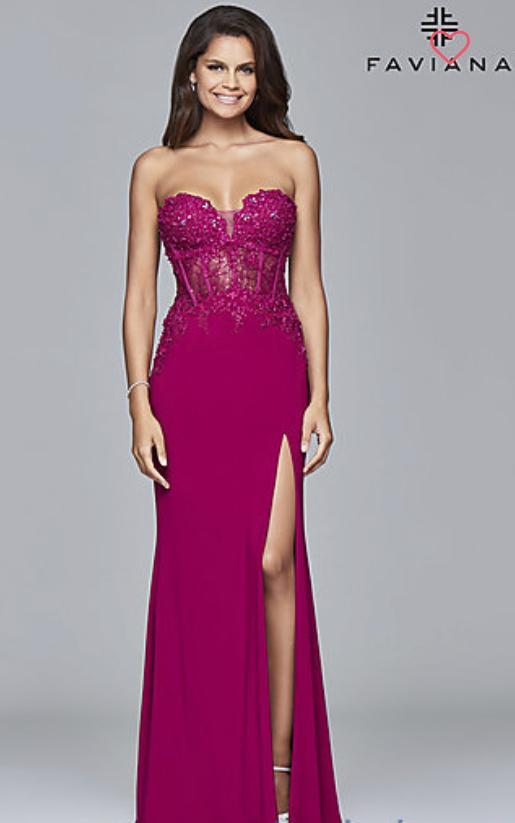 Strapless Sweetheart Illusion Faviana Prom Dress - Image 1