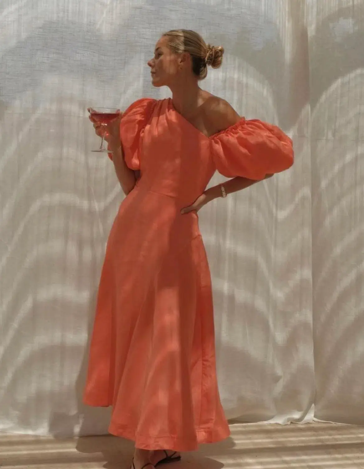 Aje Maia Off Shoulder Midi Dress Orange Size AU 12 - Image 2