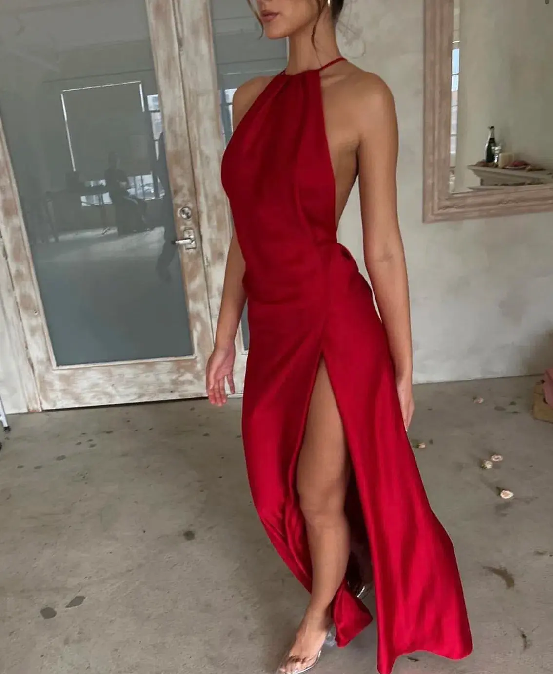 House of CB Zanab Thigh Slit Maxi Dress Red Rose Size 8 - Image 2