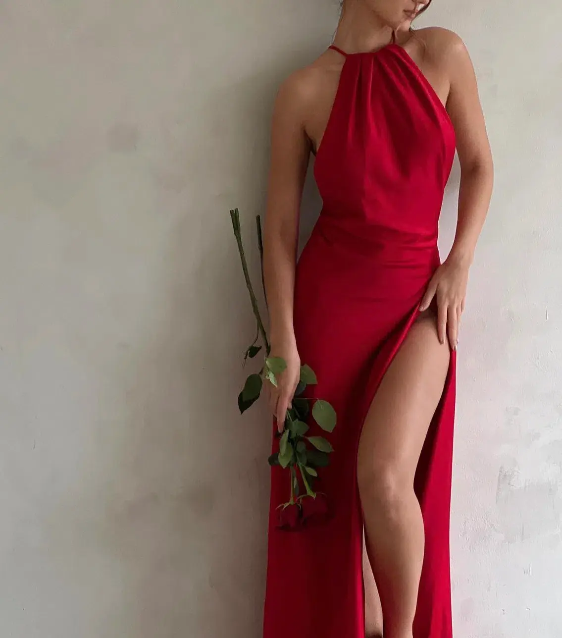 House of CB Zanab Thigh Slit Maxi Dress Red Rose Size 8 - Image 4