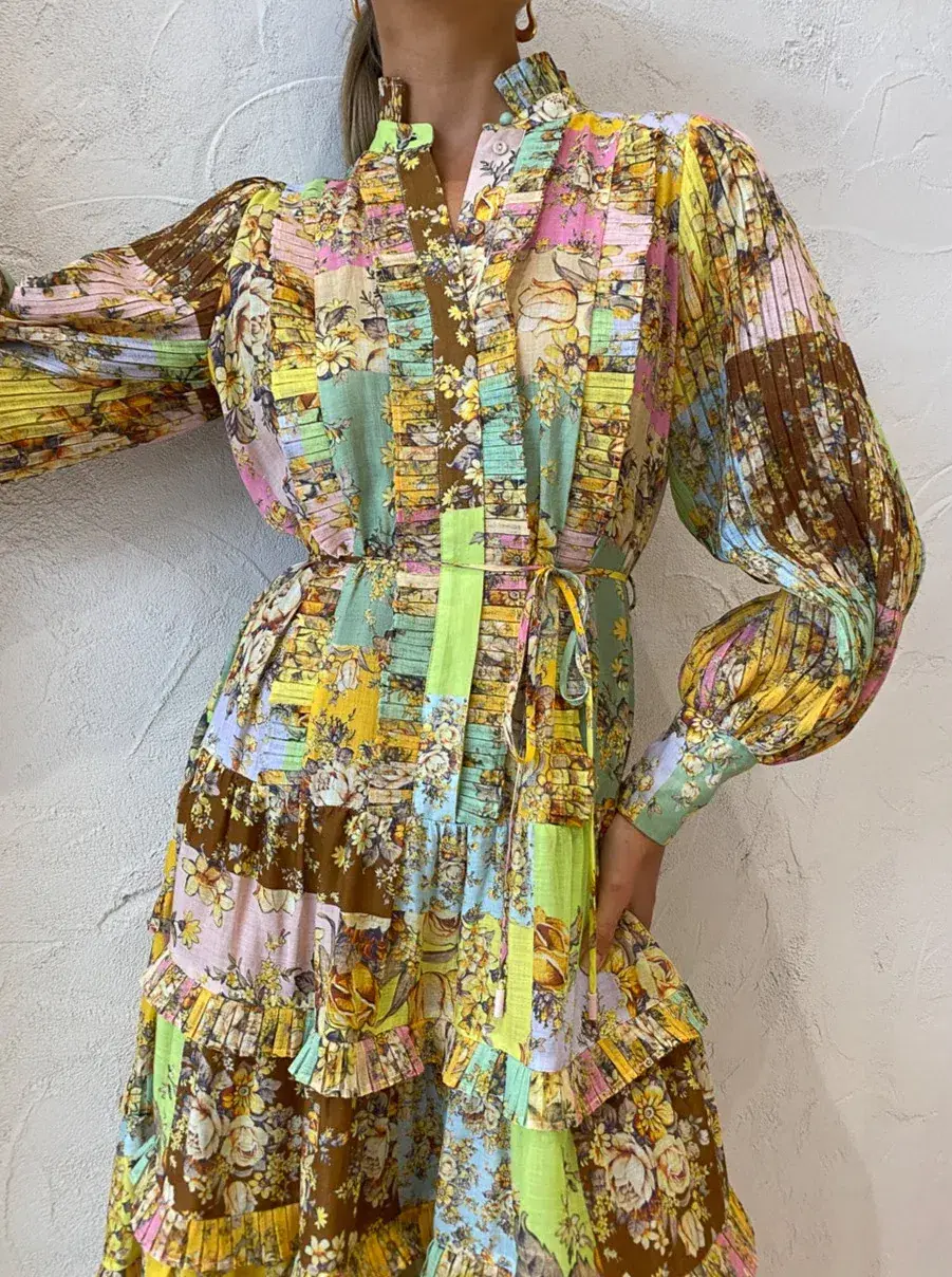 Alemais Matilde Pleat Shirt Dress Multi Size 8 - Image 2