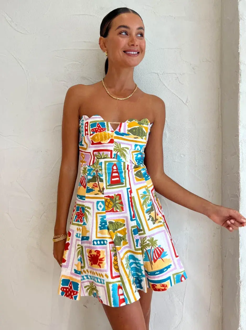 By Nicola Nautical Strapless Mini Dress in Summer Vacation Size 12 - Image 4