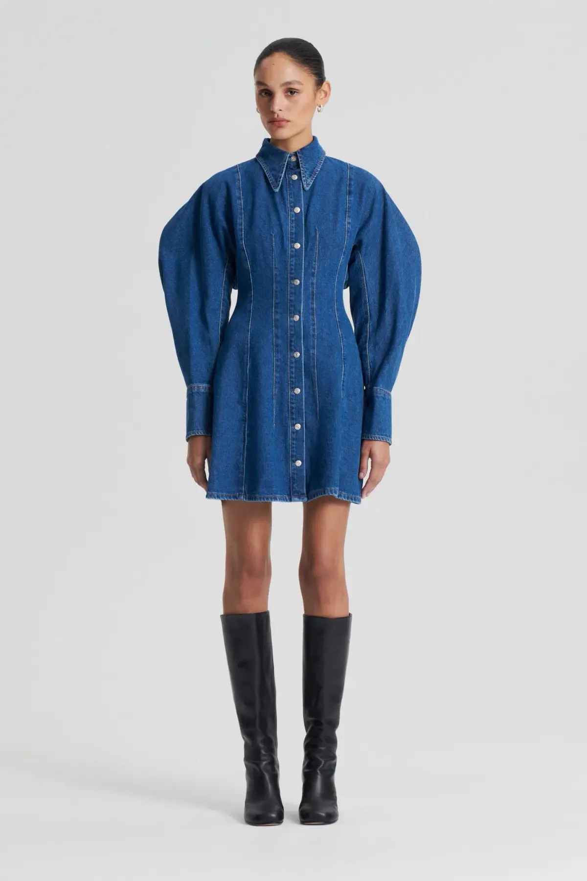 Scanlan Theodore Denim Cocoon Sleeve Mini Dress Size 6 - Image 1