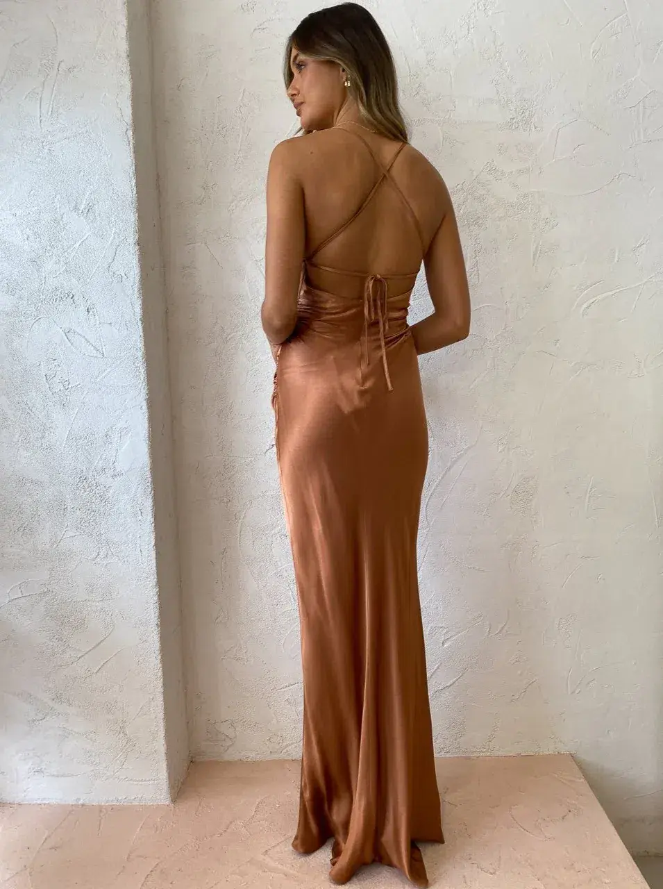 Shona Joy La Lune Lace Back Maxi Dress Copper Size 8 - Image 2