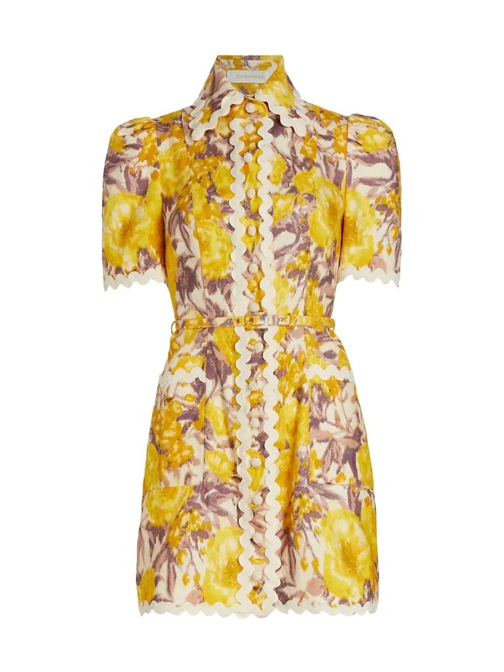 Zimmermann High Tide Ric Rac Mini Dress Floral Size 1/Au 10 - Image 5