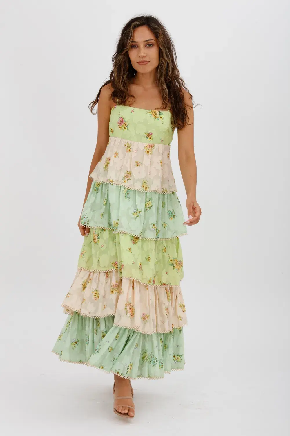 Alemais Clementine Tiered Maxi Dress Multi Floral Size 10 - Image 1