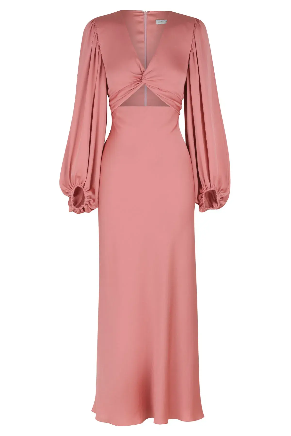 Shona Joy Luxe Twist Front Balloon Sleeve Midi Dress Pink Size 6 / XS - Image 4