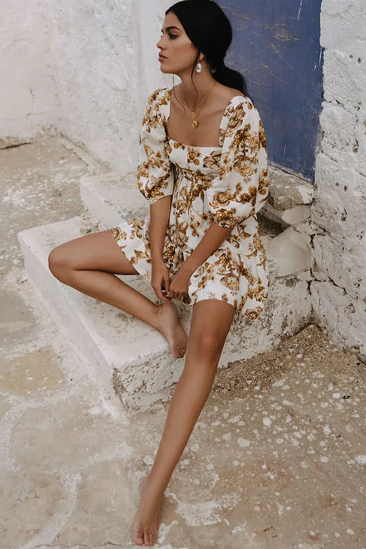 Shona Joy Bella Linen Open Back Mini Dress Floral Size 12 / L - Image 4