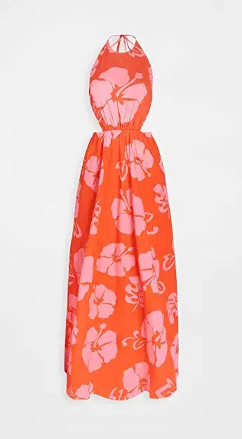 Staud Apfel Hibiscus Maxi Dress Pink Size M / AU 10 - Image 4