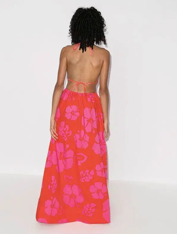 Staud Apfel Hibiscus Maxi Dress Pink Size M / AU 10 - Image 2