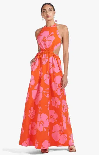 Staud Apfel Hibiscus Maxi Dress Pink Size M / AU 10 - Image 1