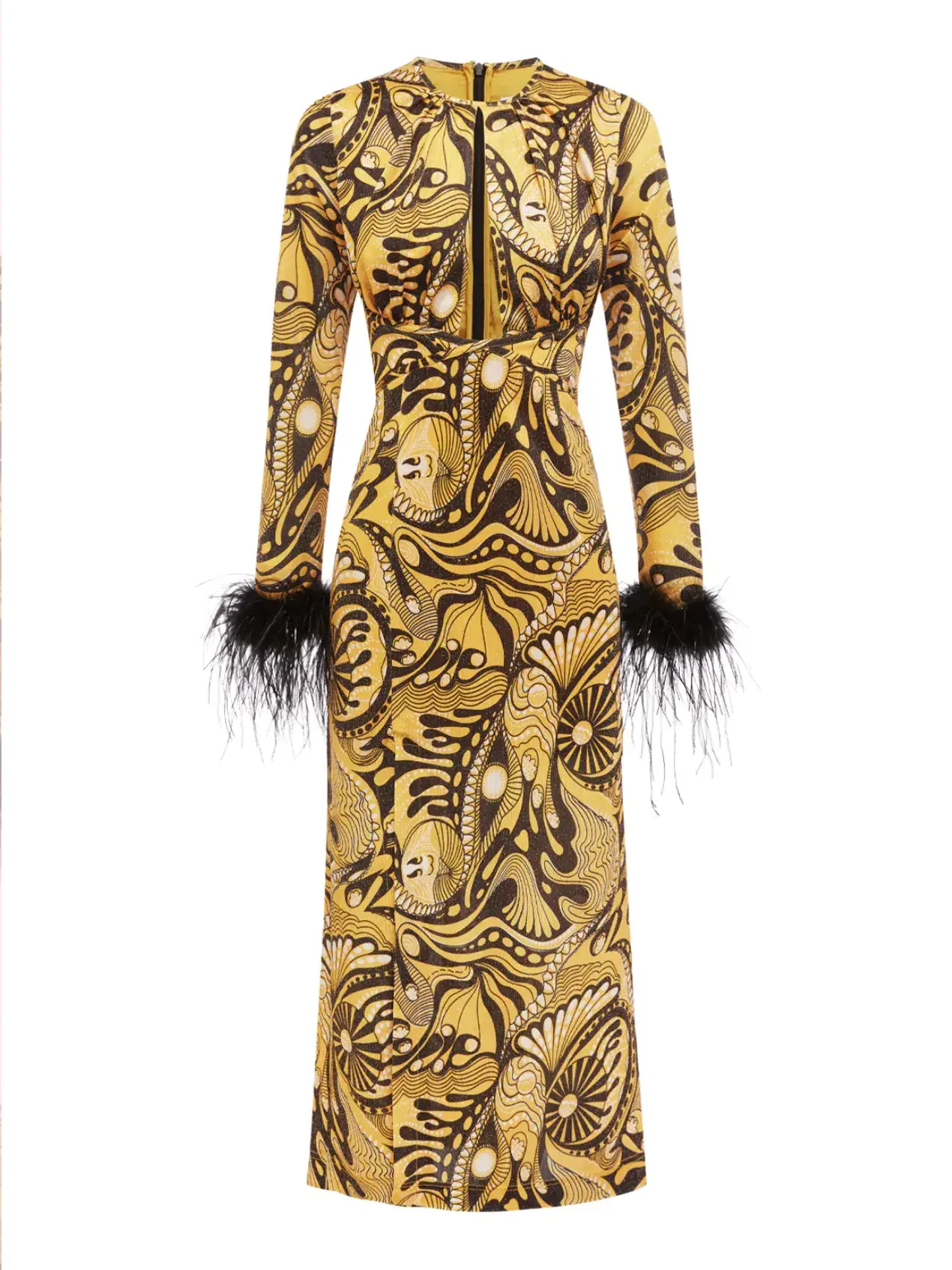 Alice McCall Feather Midi Dress Gold Dust Size AU 6 - Image 6