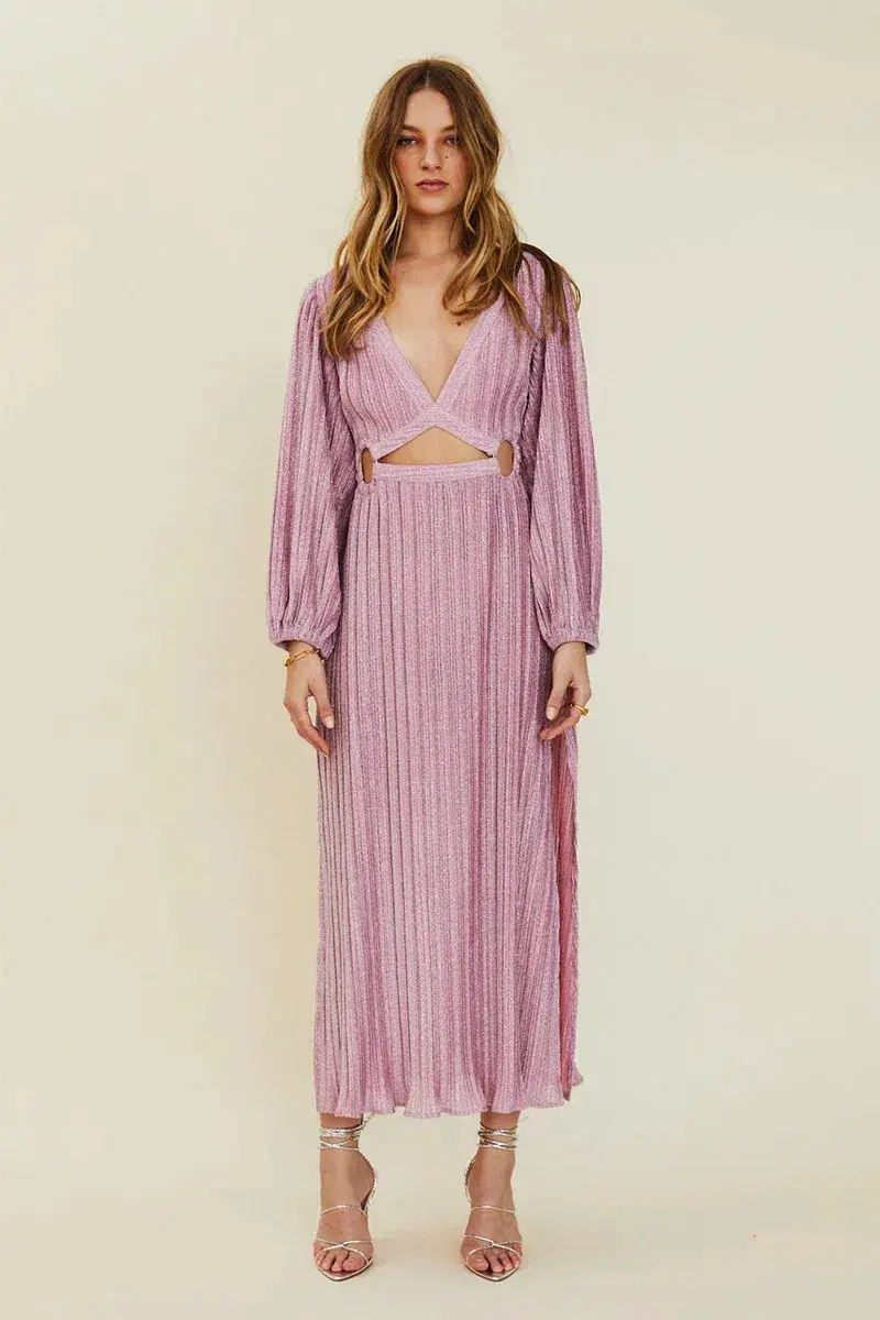 Suboo Mars Long Sleeve Cut Out Maxi Pink Size AU 12 for rent on The Volte - main image