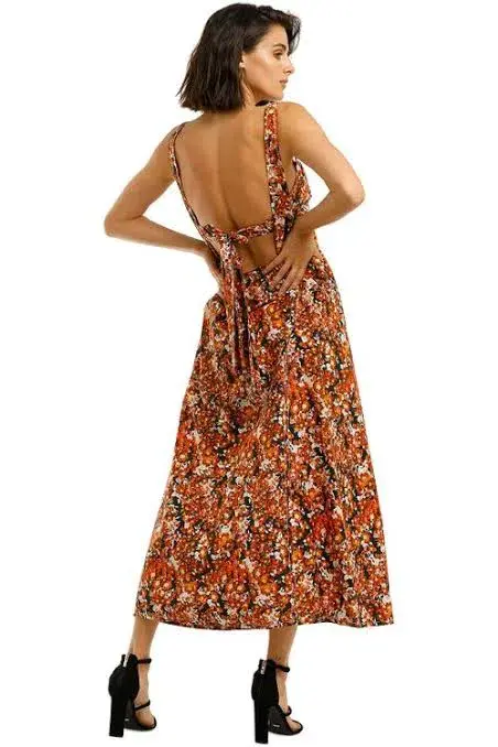 Camilla and Marc Asterid Midi Print Dress Orange Size AU 6 - Image 2