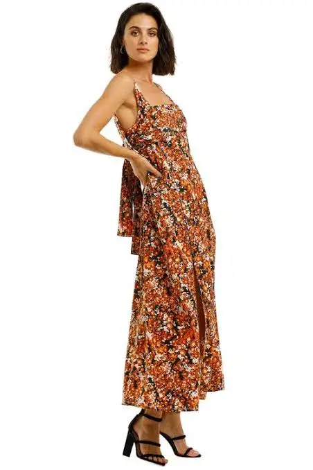 Camilla and Marc Asterid Midi Print Dress Orange Size AU 6 - Image 3