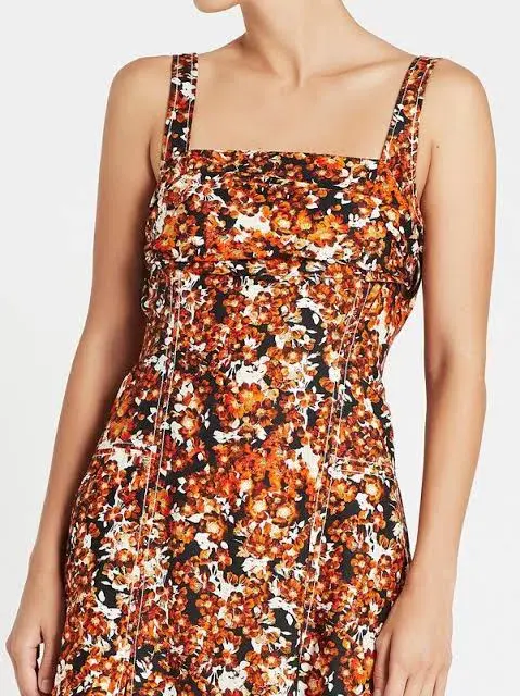 Camilla and Marc Asterid Midi Print Dress Orange Size AU 6 - Image 4