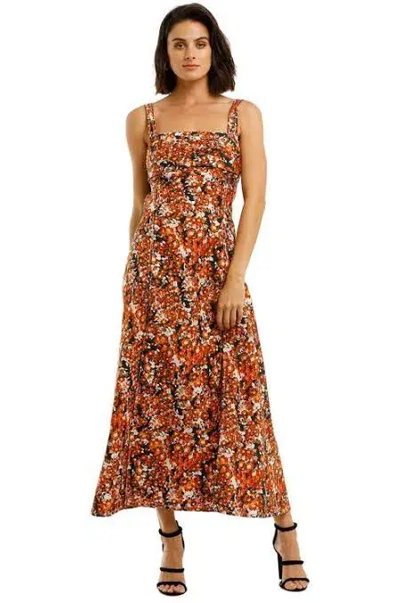 Camilla and Marc Asterid Midi Print Dress Orange Size AU 6 - Image 1