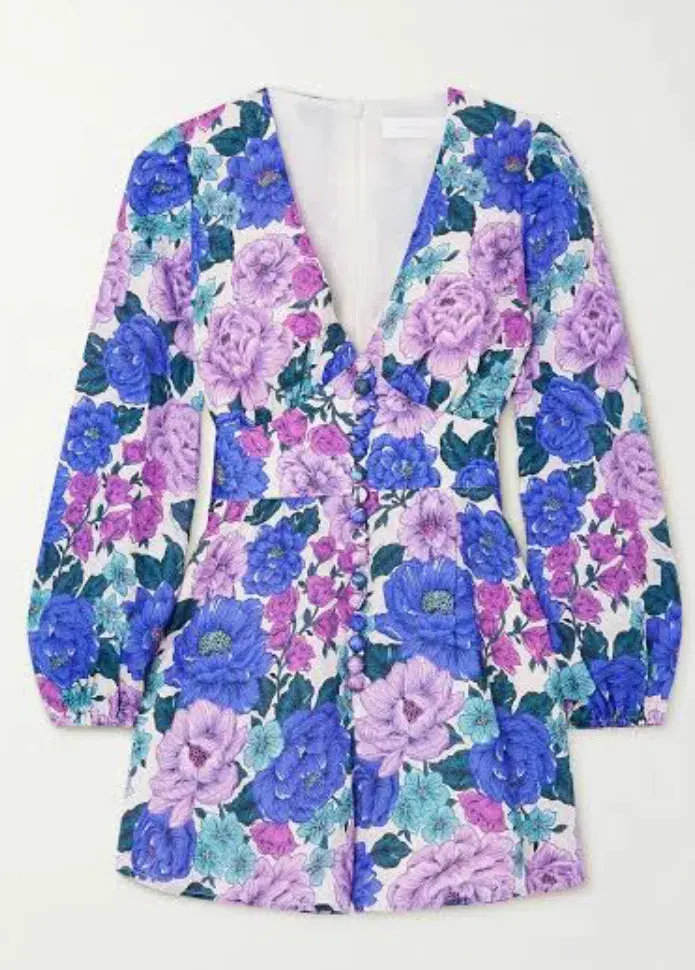 Zimmermann Poppy Plunge Playsuit Floral Size 1 / Au 10 for rent on The Volte - main image