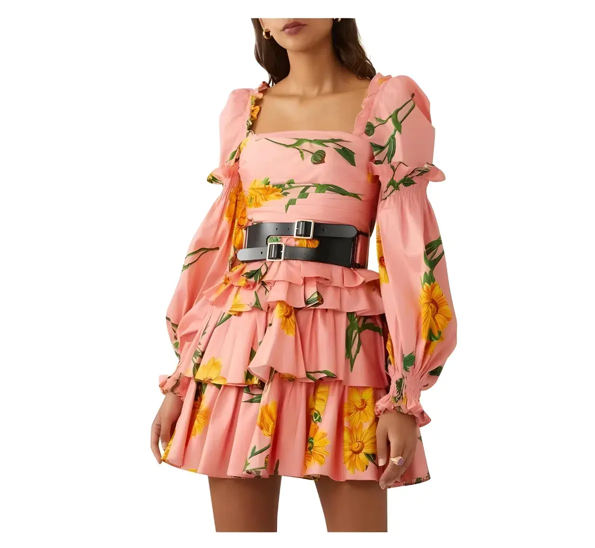 Leo Lin Marguerite Rose Long Sleeve Mini Dress Rose Print Size AU 8 - Image 2