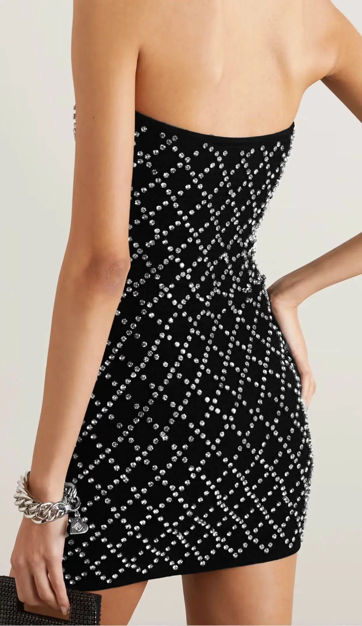 Retrofête Felicity Strapless Embellished Shirred Chiffon Mini Dress Black Size AU 10 - Image 4