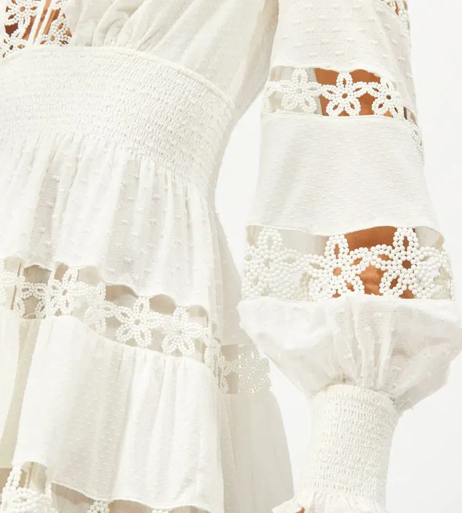 Zimmermann Primrose Daisy Embroidered Lace Short Dress White Size 1 / AU 10  - Image 4