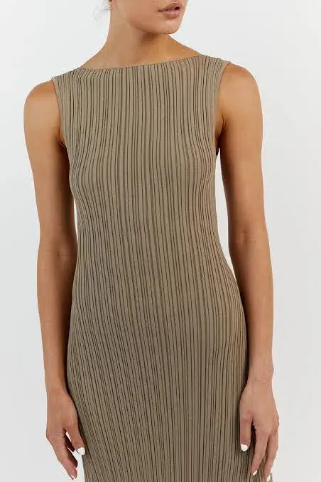 Dissh Ivy Moss Midi Dress Brown Size AU 8 - Image 4