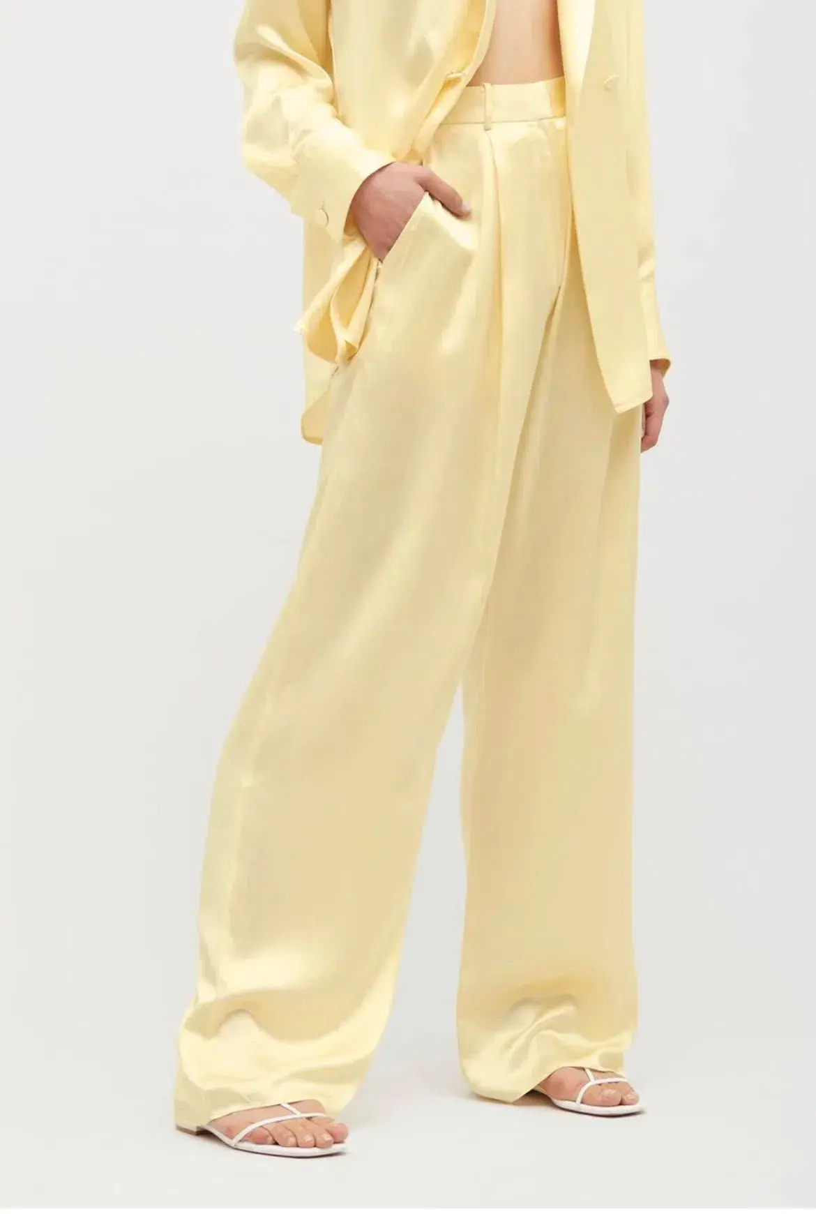Michael Lo Sordo Relaxed Silk Boy Pant Pale Yellow Size AU 8 - Image 3