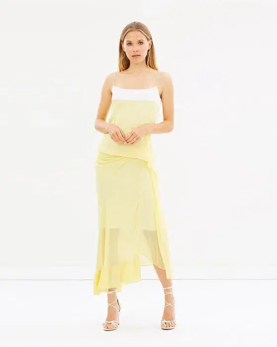 Christopher Esber Waffled Hem Dress Yellow AU 6 - Image 1