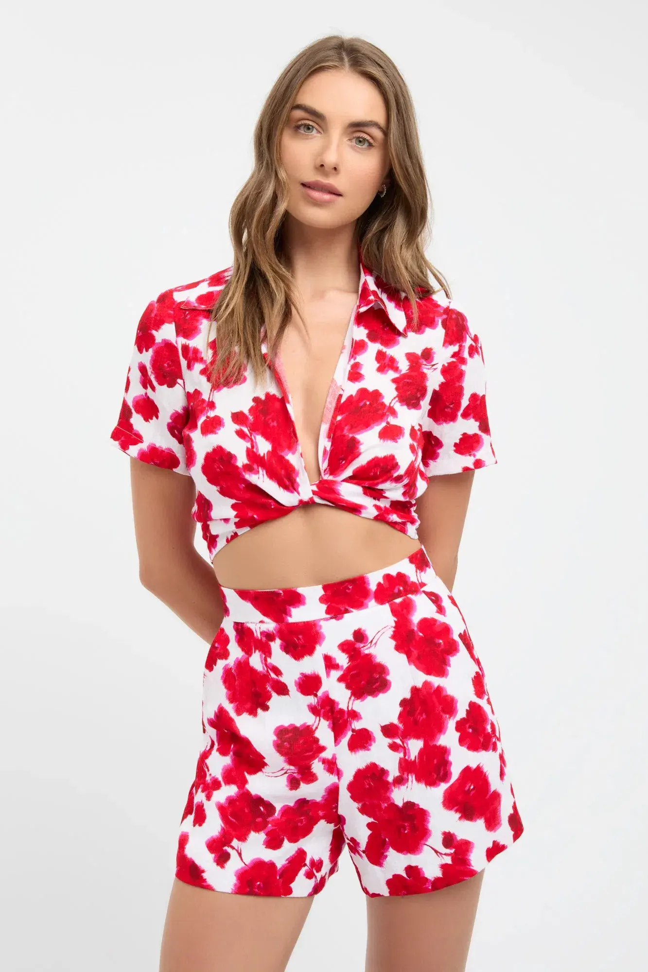 Kookai Bonita Crop And Short Set Red Size AU 8 - Image 3
