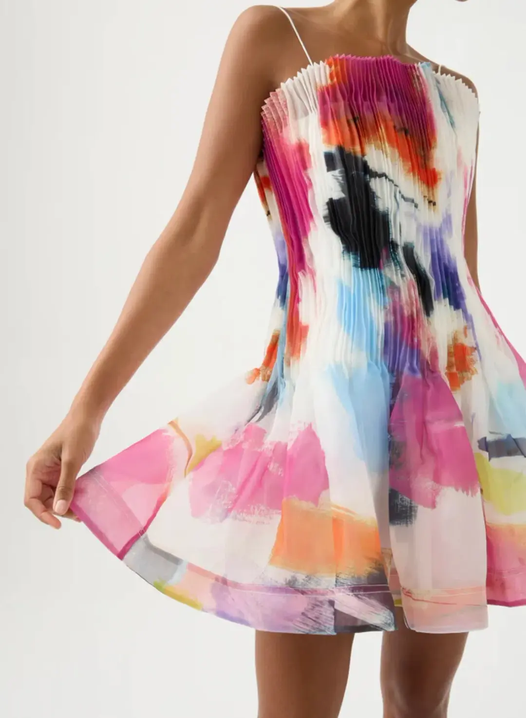 Aje Celestial Pleated Mini Dress Multi-colored Size AU 6 for rent on The Volte - main image