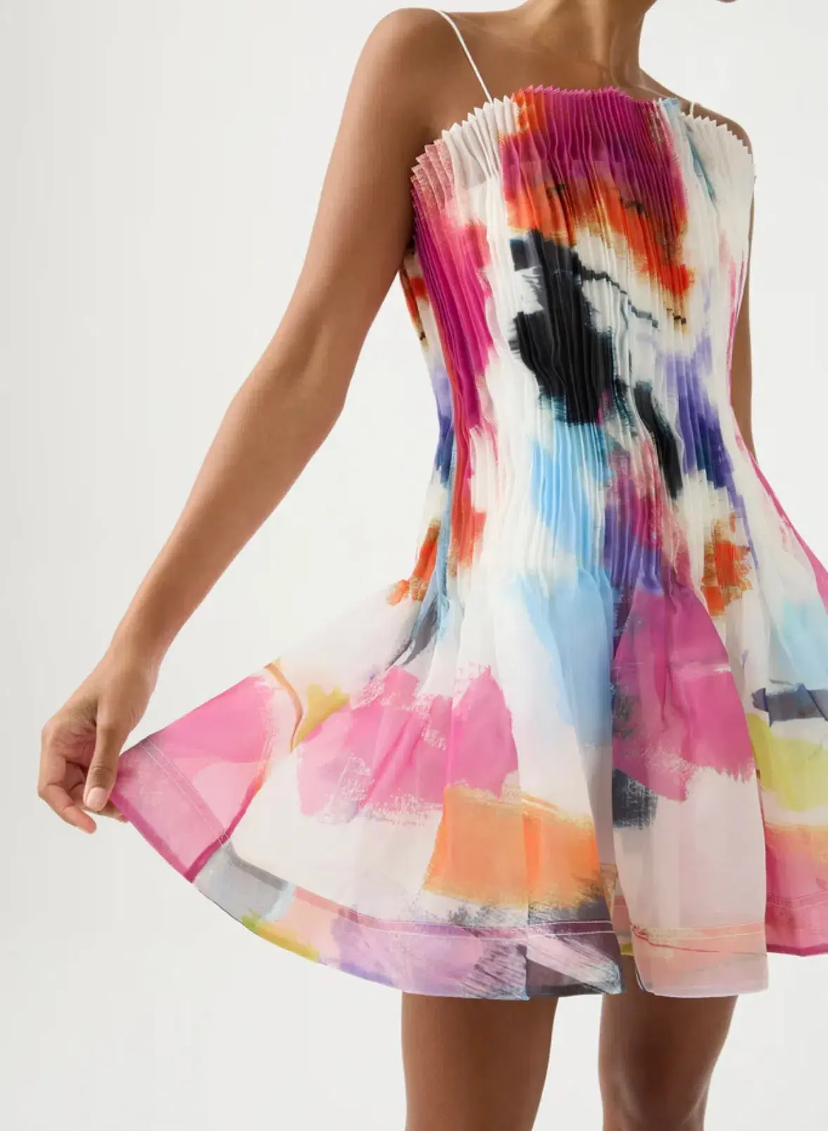 Aje Celestial Pleated Mini Dress Multi-colored Size AU 6 - Image 3