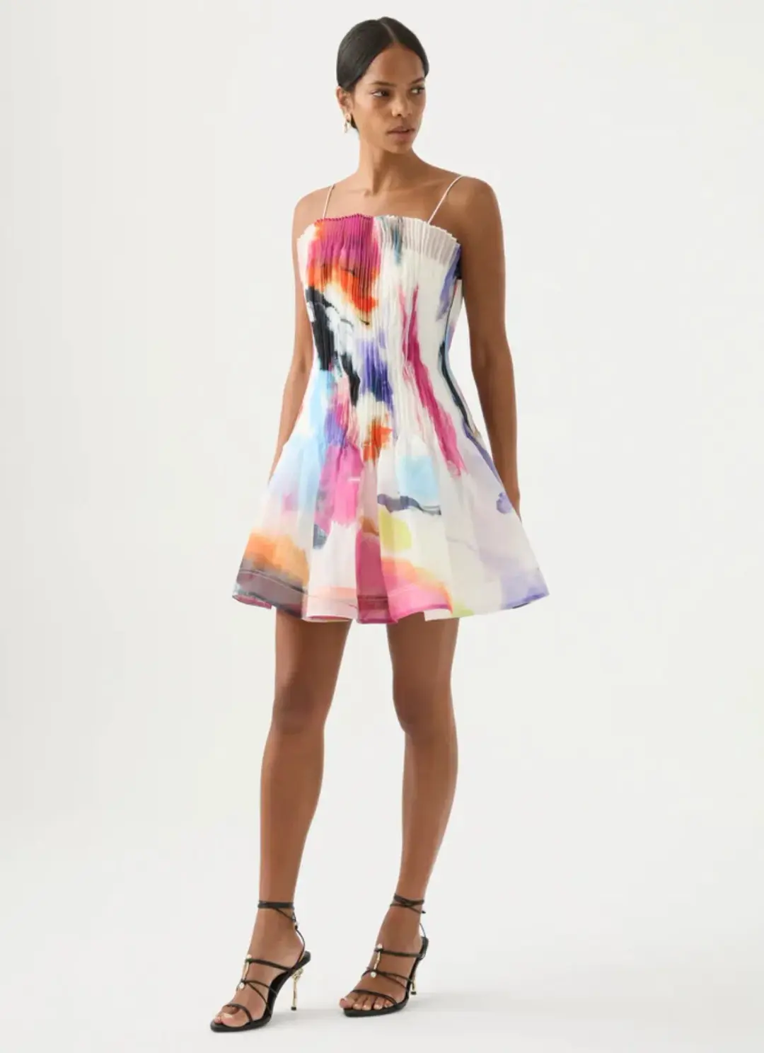 Aje Celestial Pleated Mini Dress Multi-colored Size AU 6 for rent on The Volte - main image