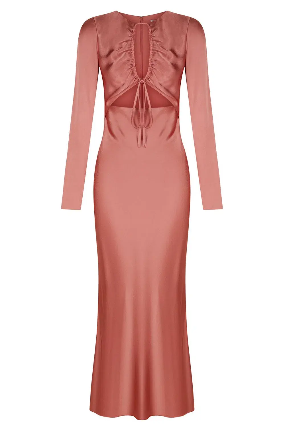 Shona Joy Angelica Long Sleeve Cut Out Front Midi Dress in Rouge Pink Size AU 10 - Image 4