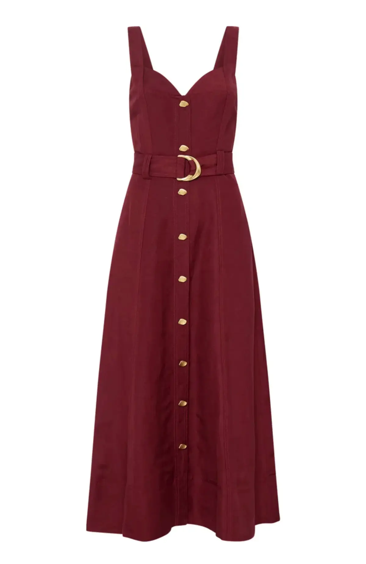 Aje Clay Belted Midi Dress Burgundy Size 16 - Image 2