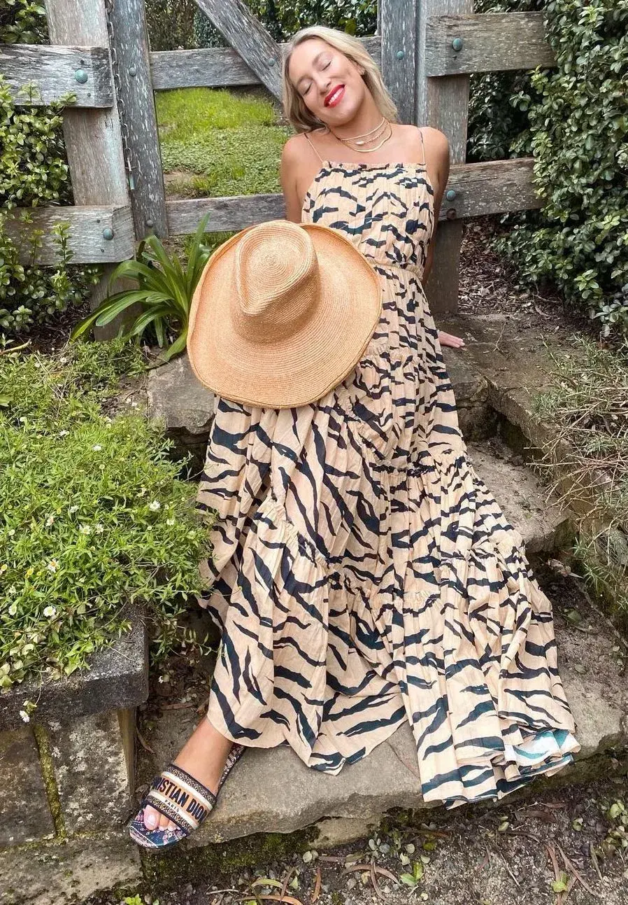 Aje Nouveau Stripe Maxi Dress Print Size 14 - Image 2