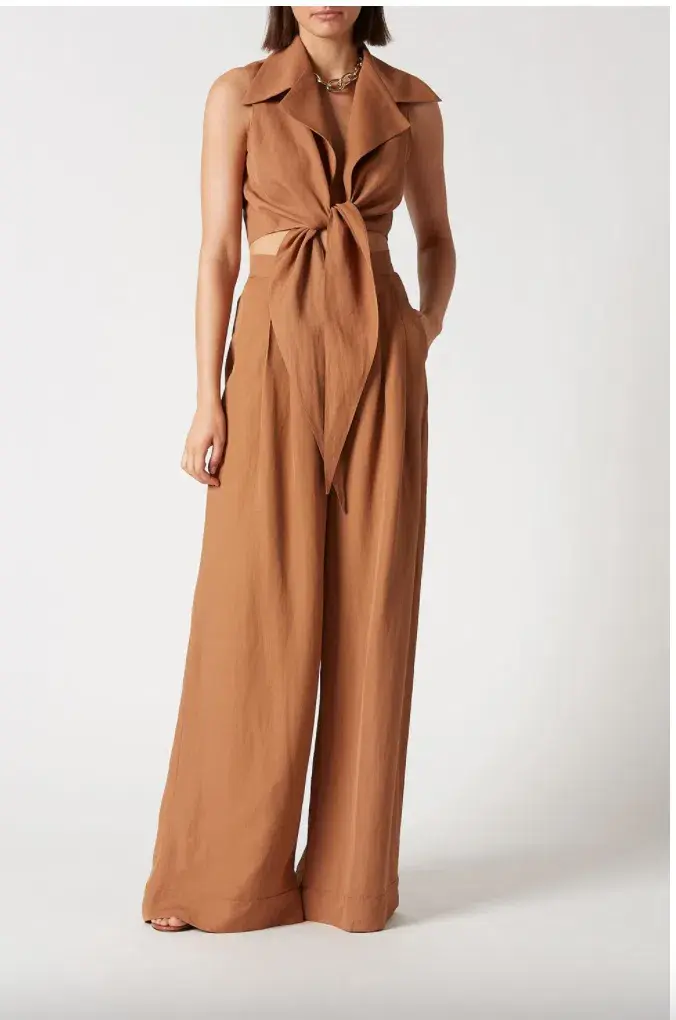 Scanlan Theodore Italian Linen Viscose Set Brown Size 10  - Image 1