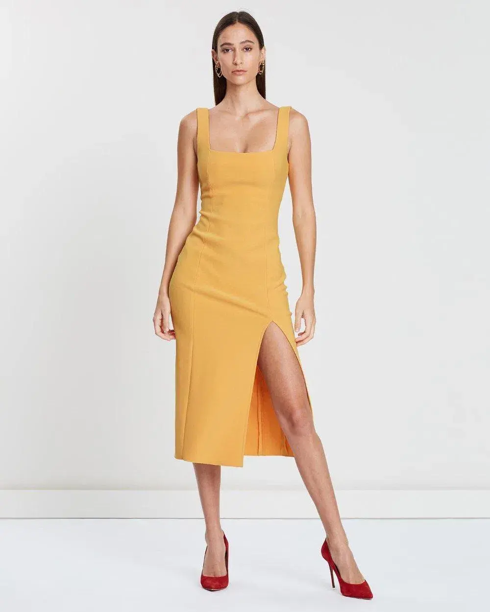 Bec & Bridge Elle Midi Dress in Yellow Size 8 for rent on The Volte - main image