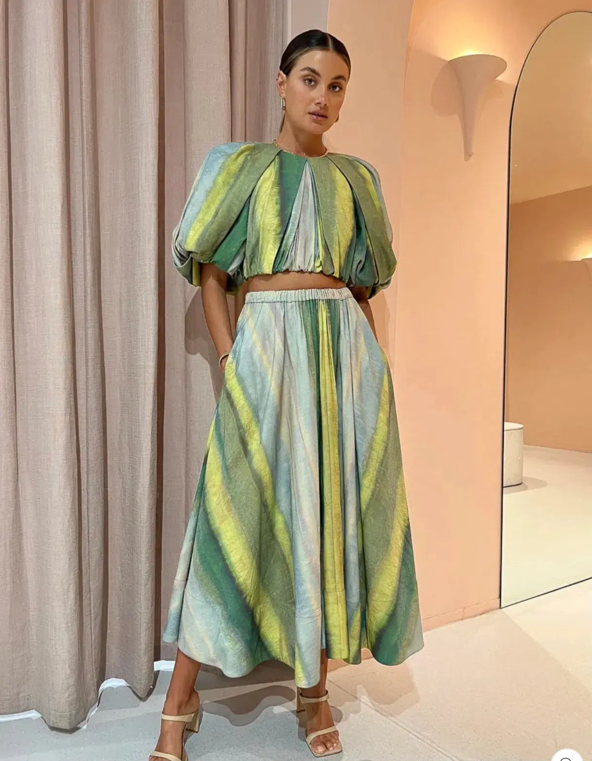 Acler Cumberland Top And Skirt Set Print Size 6 - Image 1