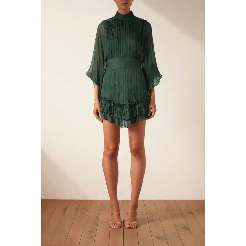 Shona Joy Lèonie Long Sleeve Ruched Mini Dress Rosemary Size 8 - Image 2