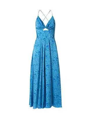 Scanlan Theodore Silk Tropical Strappy Dress Blue Size 8  - Image 4