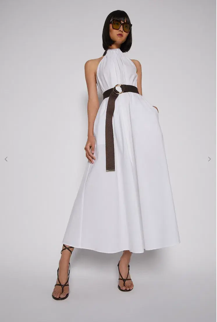 Scanlan Theodore Cotton Strapping Halter Neck Dress White Size 6 - Image 1