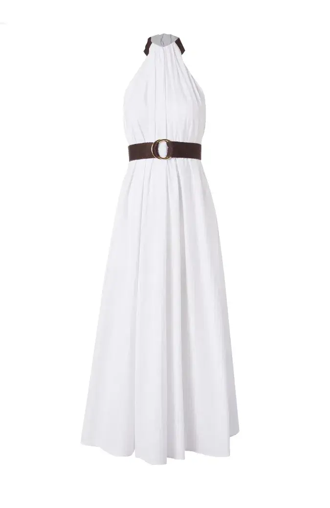 Scanlan Theodore Cotton Strapping Halter Neck Dress White Size 6 for rent on The Volte - main image