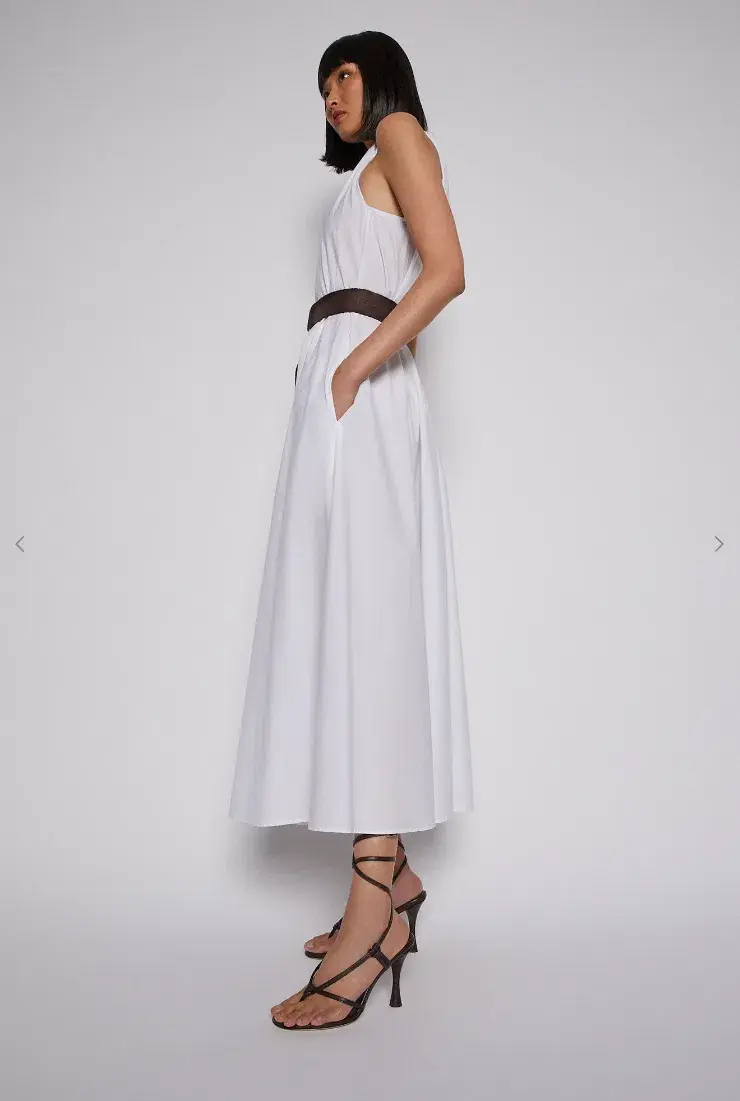 Scanlan Theodore Cotton Strapping Halter Neck Dress White Size 6 - Image 2