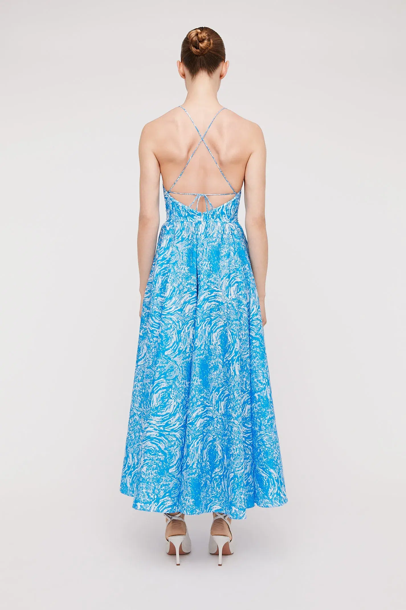 Scanlan Theodore Cotton Ocean Shoestring Dress Blue/Print Size 10  - Image 3